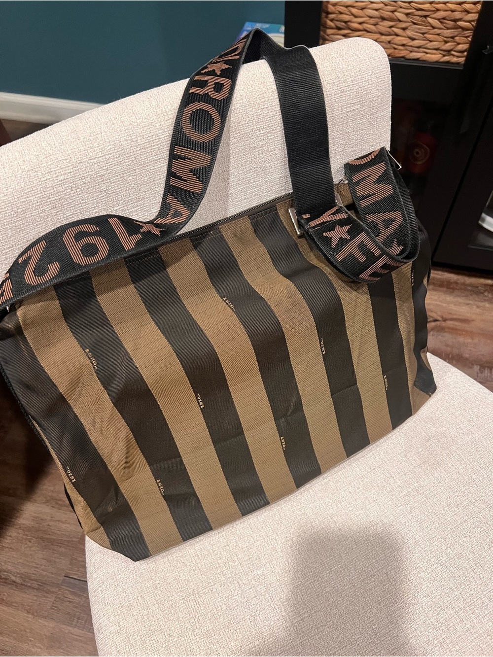 Fendi Brown & Black Logo Plaque Shoulder Bag